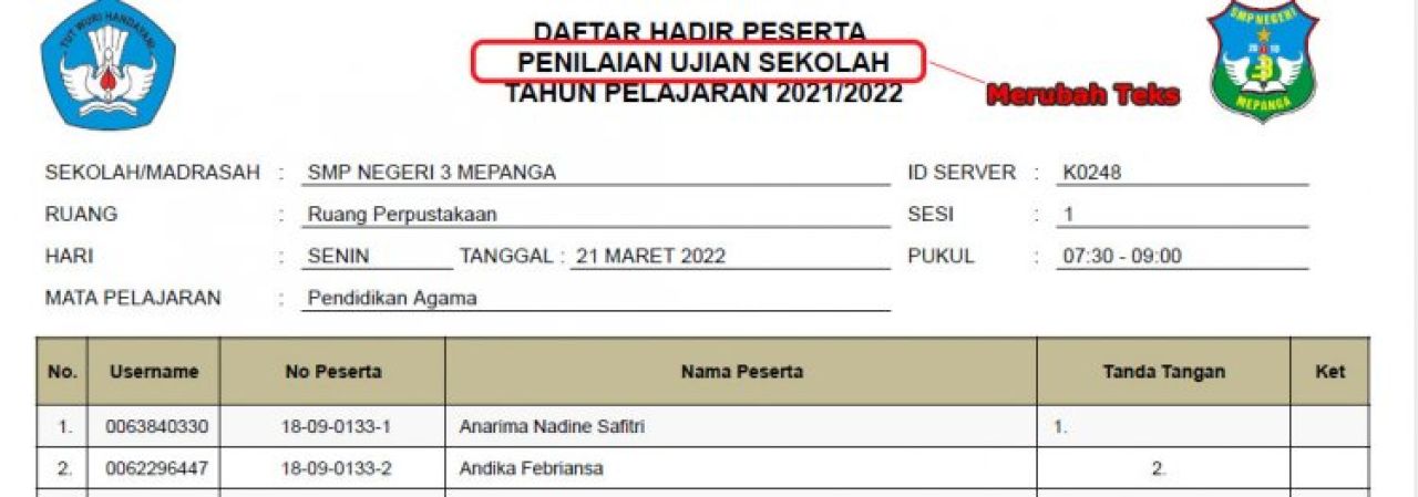 Memperbaiki Hasil Cetak Daftar Hadir Peserta Ujian pada CandyCBT versi 2.9